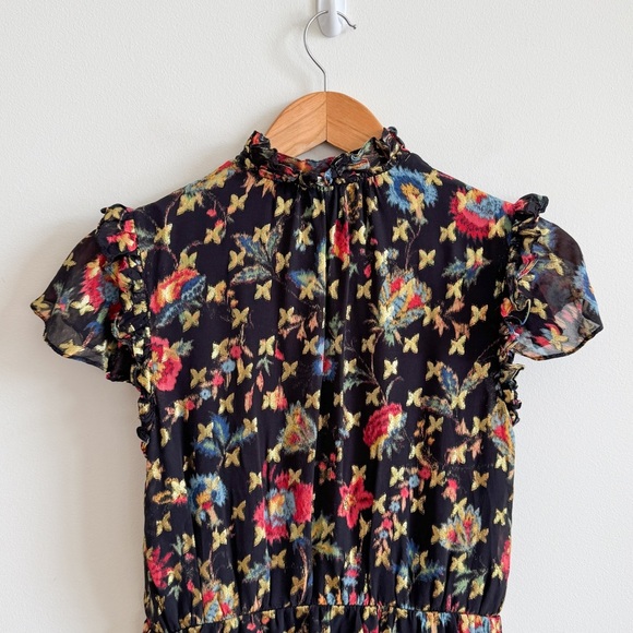 DEREK LAM 10 CROSBY • Edith Ruffled Floral Mini Dress in Black - Picture 10 of 15